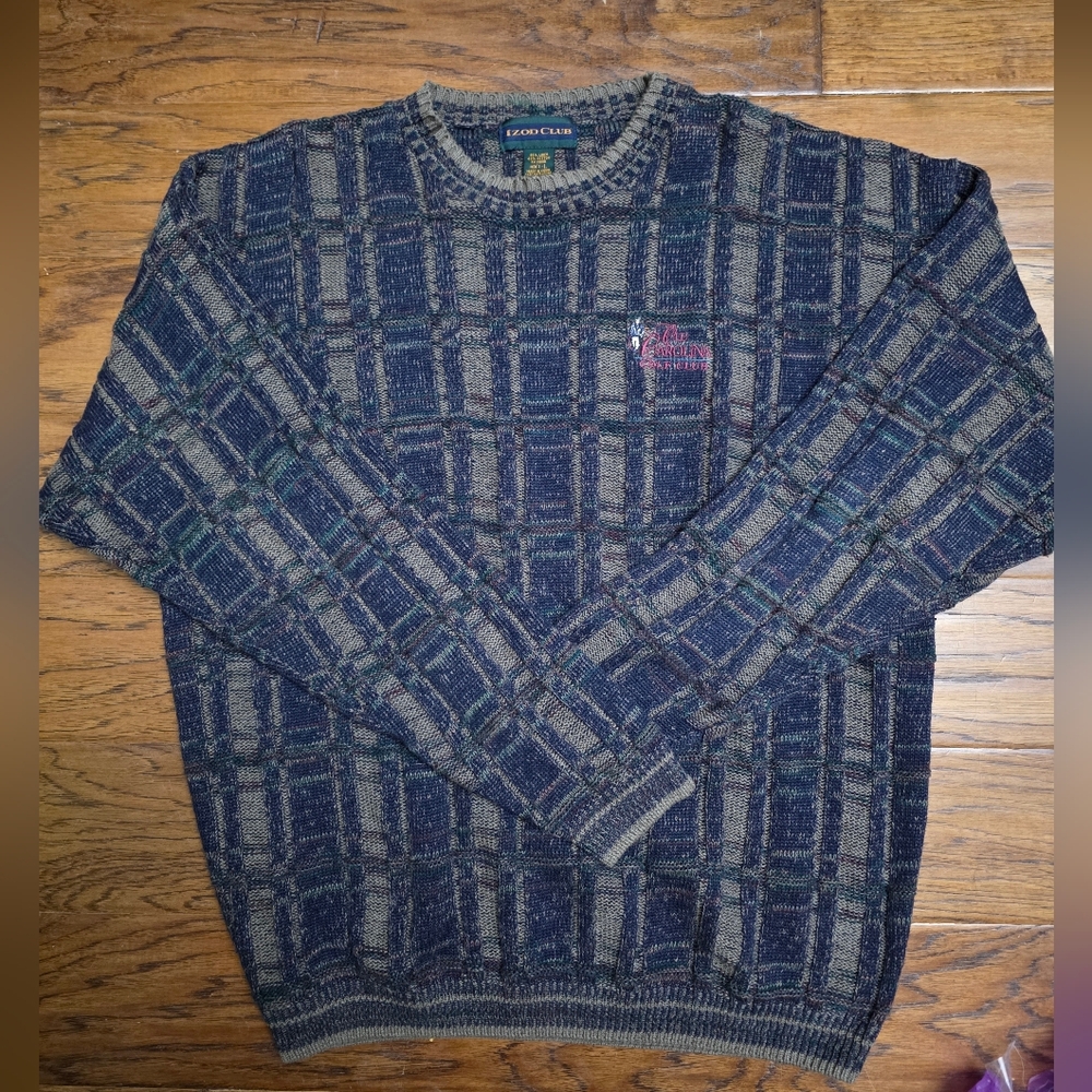 Men's Sweater - Blue and Brown Old Carolina Golf Club sz Large